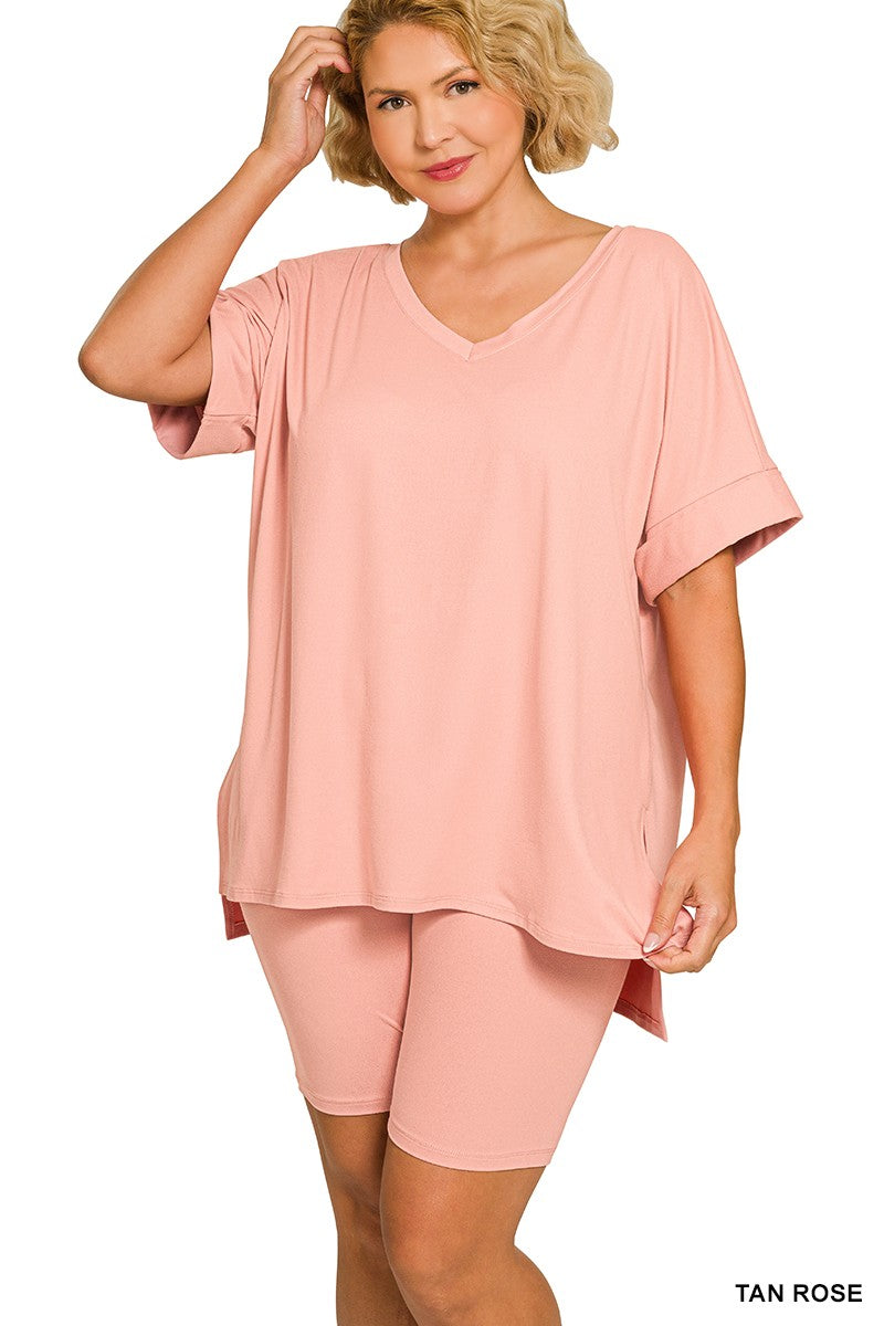 1X-3X Tan Rose two piece set